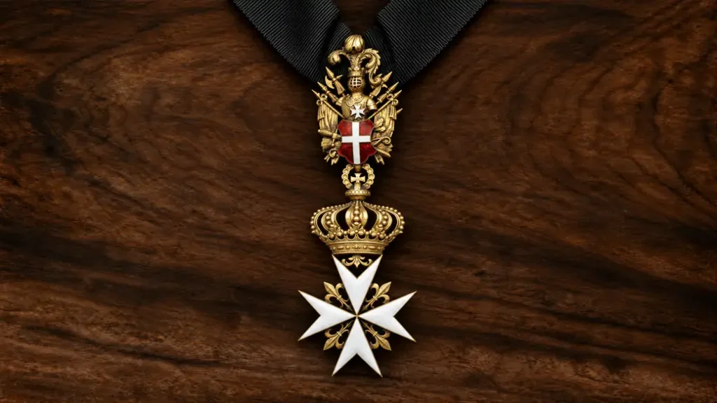 The white eight-pointed cross of the Sovereign Order of Malta